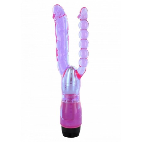 Vibromasseur double, une partie pénétrante vaginale et une partie anale