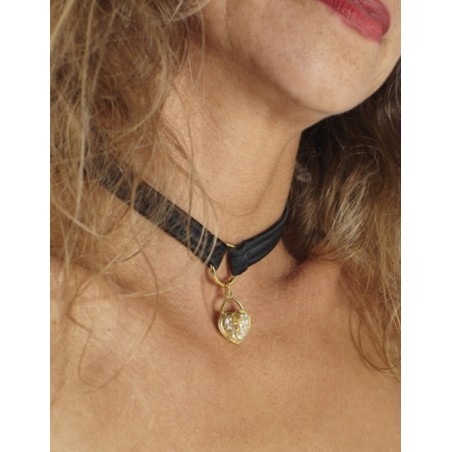 FoliesbyRenaud  Collier ras de cou coeur or  noir