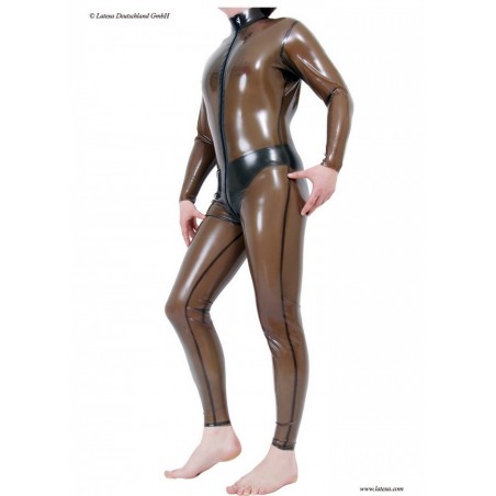 Latexa 3170 Combinaison latex Zipp devant gris fumé