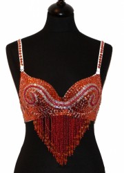 Oriental Soutien gorge perles tourbillons orange