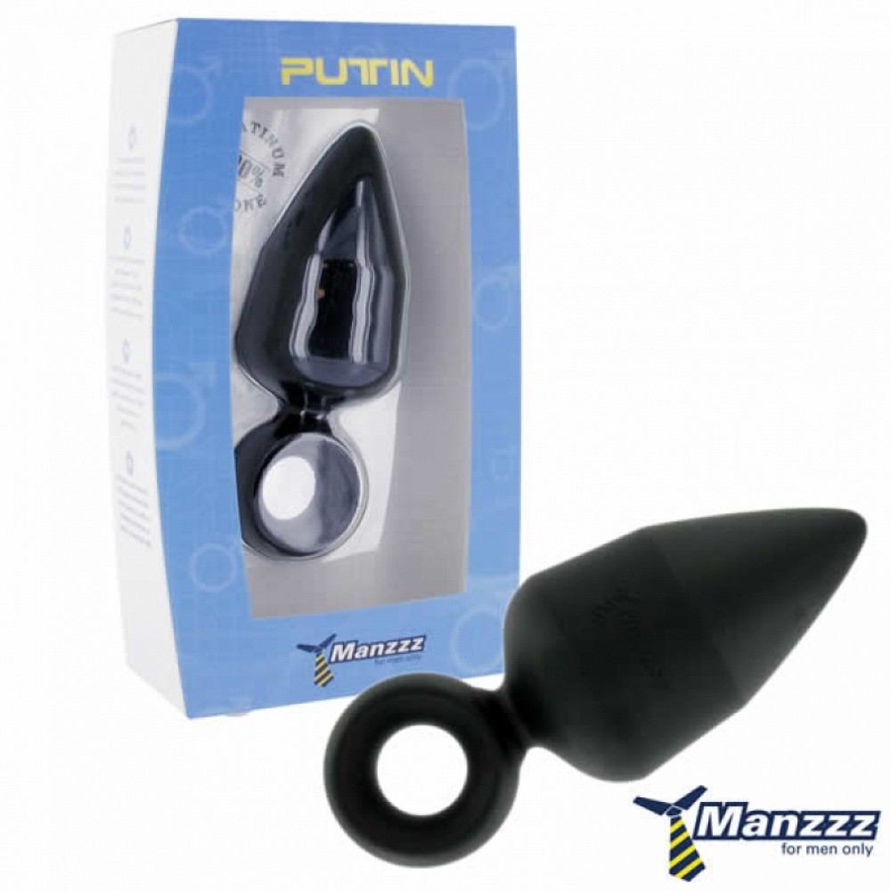 Plug anal Putin noir avec anneau de retrait