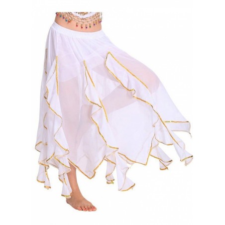 Oriental Jupe longue pétales blanche sequin argent
