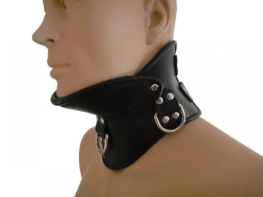 ollier esclave contrainte Posture Collar Minerve cuir noir - hauteur 15 cm
