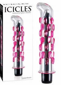 Vibromasseur gode en verre rose vibrant boite