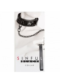 Collier soumise vinyls avec laisse noir-boite