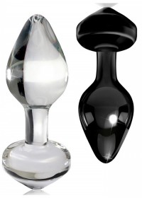 Plug anal en verre Transparent - transparent - noir