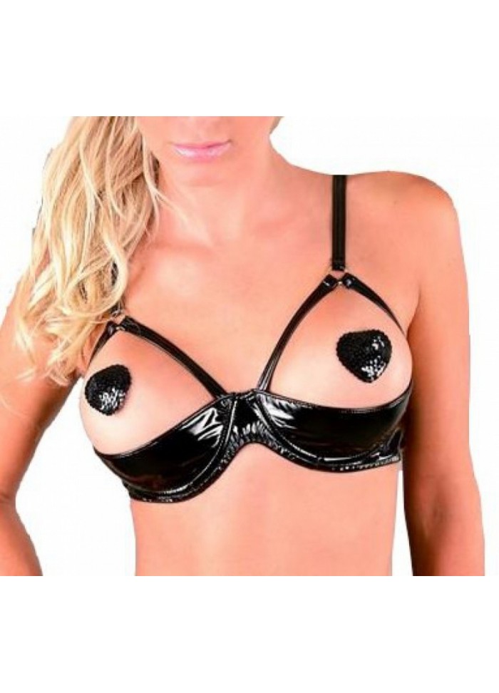 Soutien gorge redresse seins vinyls noir