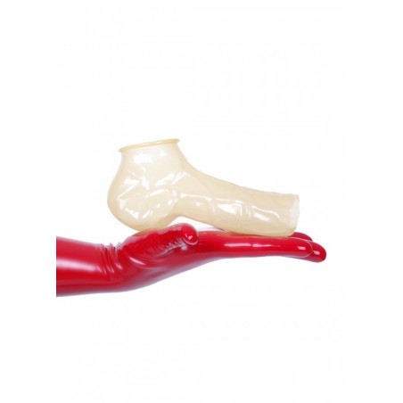 Latexa 1308B Gaine latex manchette pénis ouvert & testicules transparente