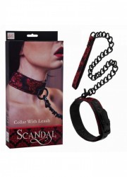 Collier soumise et laisse Scandal Collar with Leash noir et rouge