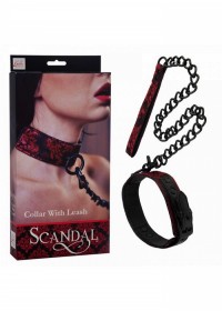 Collier soumise et laisse Scandal Collar with Leash noir et rouge