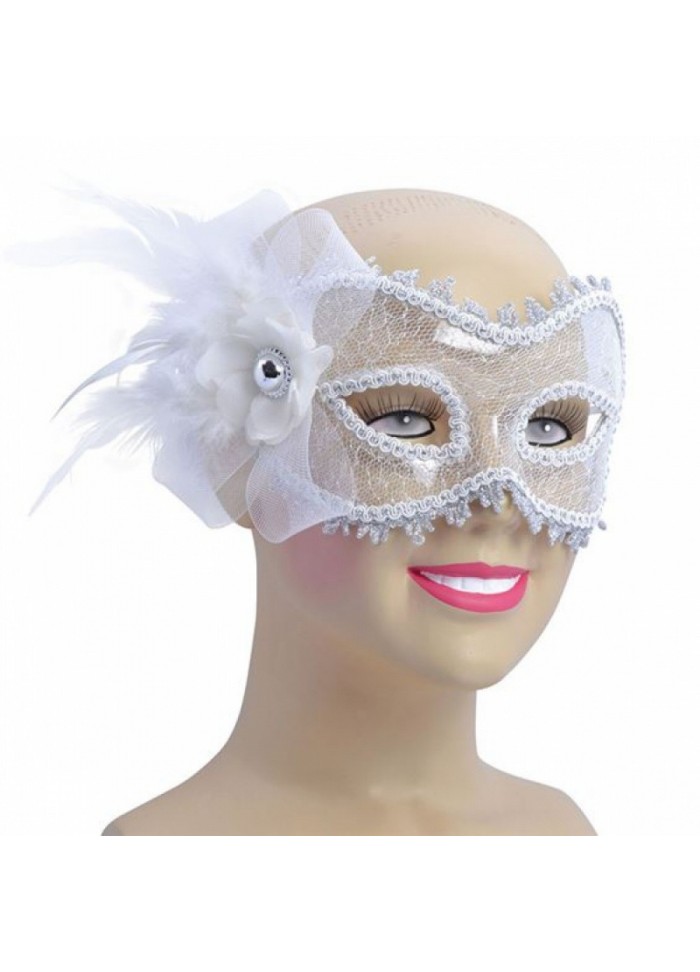 Loup EM723 Masque Eva dentelle blanche & argent