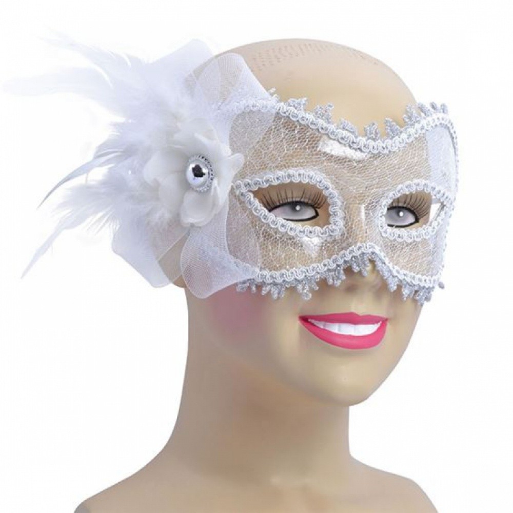 Loup EM723 Masque Eva dentelle blanche & argent