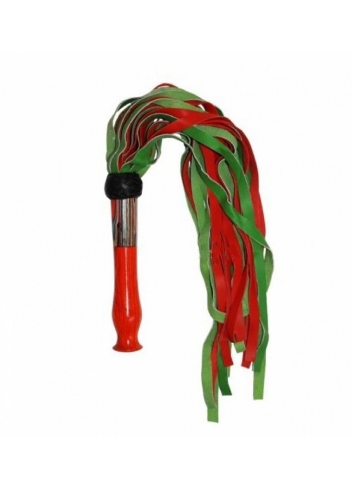 Tab-Martinet manche bois cuir Bi color rouge/vert 60 cm