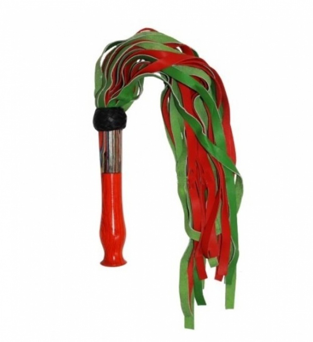 Tab-Martinet manche bois cuir Bi color rouge/vert 60 cm