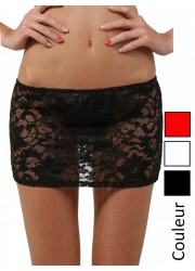 Mini jupe bandeau en dentelle transparente noire