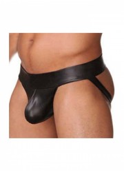 Lovers-String homme jockstrap aspect cuir noir face