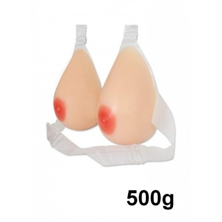 Prothèses seins silicone avec soutien gorge Bonnet petit 90B - 500 grs