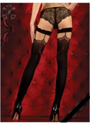 Bas sexy jambe opaque et jarretière fantaisie
