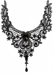 Collier baroque en dentelle brodée Epicuria noir