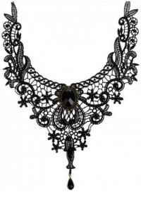 Collier baroque en dentelle brodée Epicuria noir