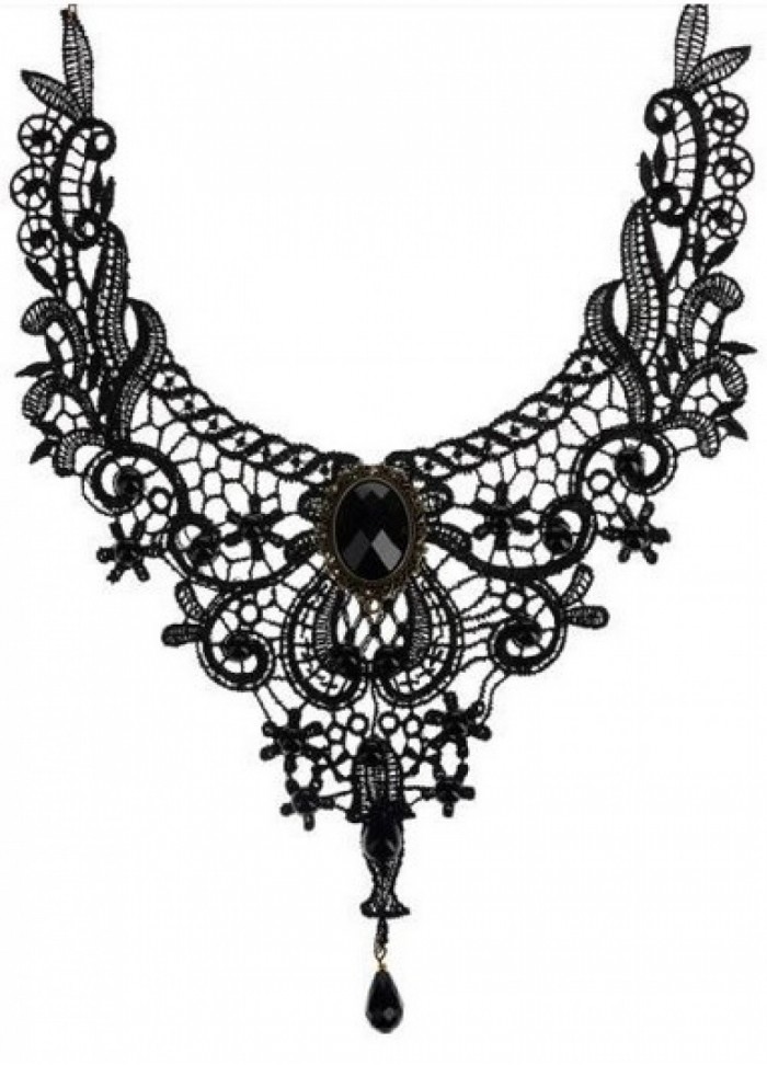 Collier baroque en dentelle brodée Epicuria noir