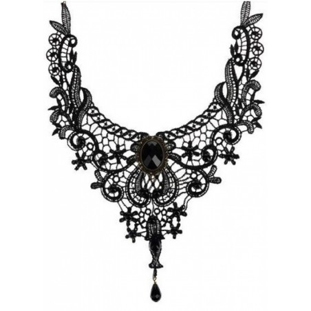 Collier baroque en dentelle brodée Epicuria noir