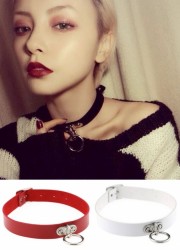 Collier 314 Cuir avec anneau blanc-rouge-noir
