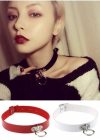 Collier 314 Cuir avec anneau blanc-rouge-noir