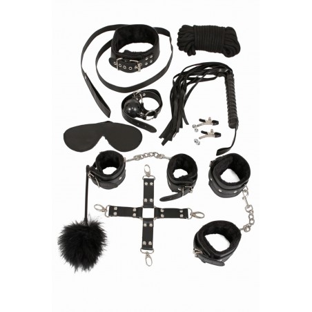 Kit SM: Menottes-Baillon-Collier-Martinet-Plumeau noir