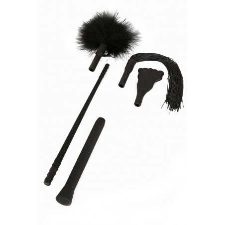 Spazm38007 Kit cravache-plumeau-martinet noir