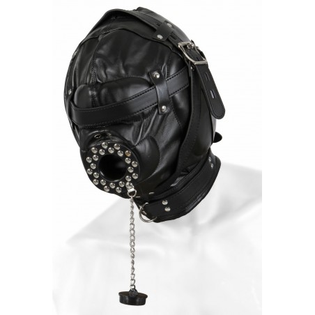 Masque BDSM spécial uro avec bouchon buccal