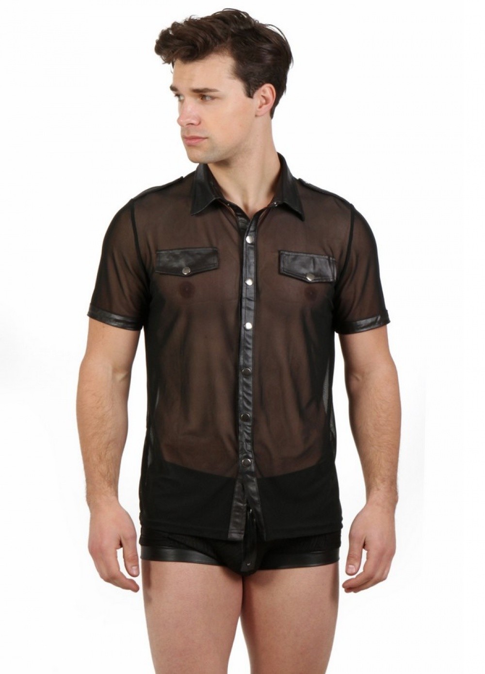 Chemise homme sexy en voile transparent sophie libertine vannes sexshop morbihan