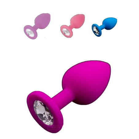 Plug anal bijou Jewellery silicone rose,bleu,violet