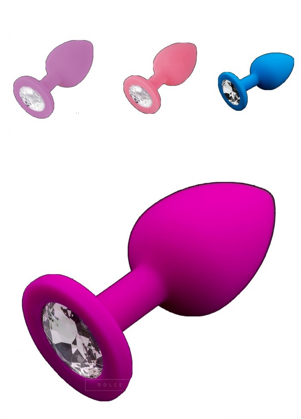 Plug anal bijou Jewellery silicone rose,bleu,violet