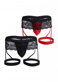 String homme dentelle Jarretière Sexy Hot Men noir rouge