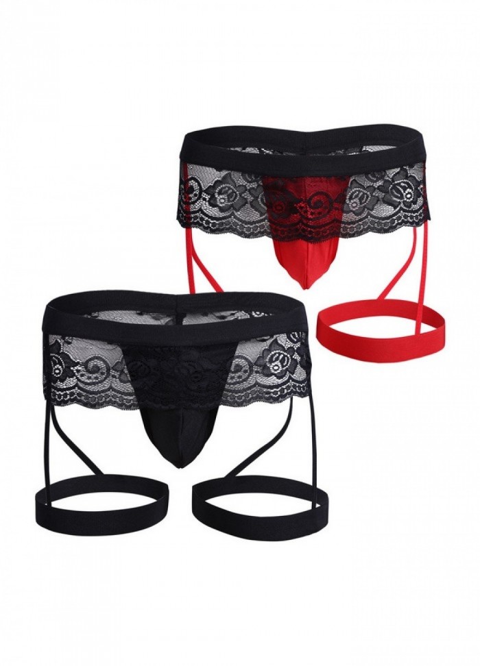 String homme dentelle Jarretière Sexy Hot Men noir rouge