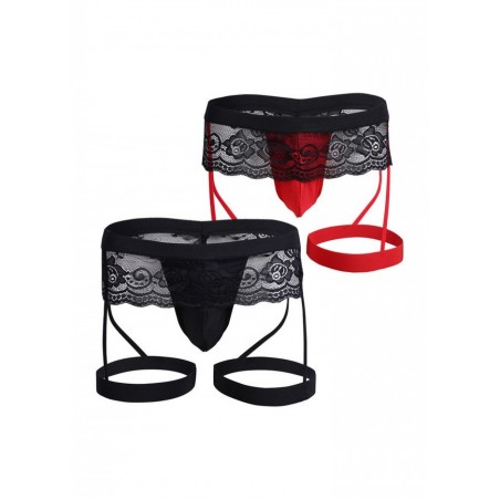 String homme dentelle Jarretière Sexy Hot Men noir rouge