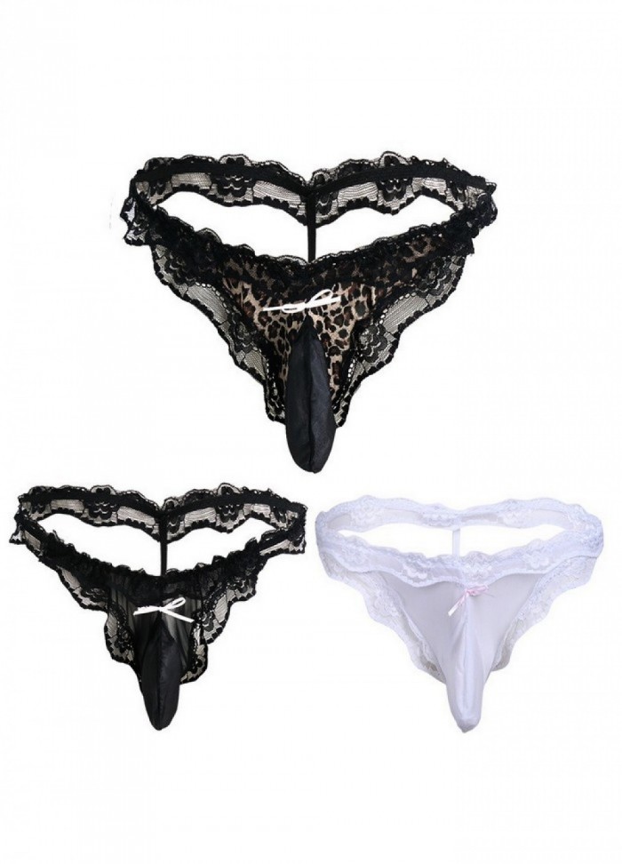 String travesti ficelle étui dentelle Soubrette noir, léopard, blanc