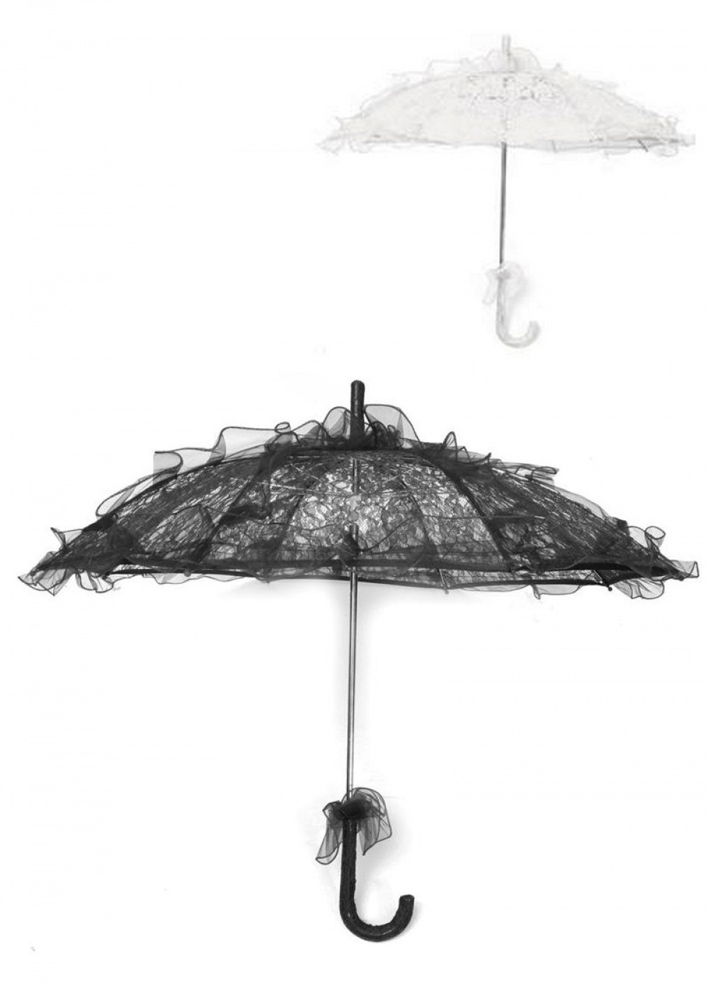 Ombrelle parapluie en dentelle transparent noir_blanc