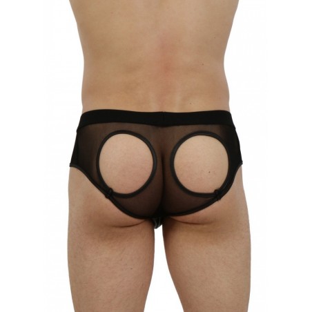 Spazm19037-Boxer homme ajouré fesses noir