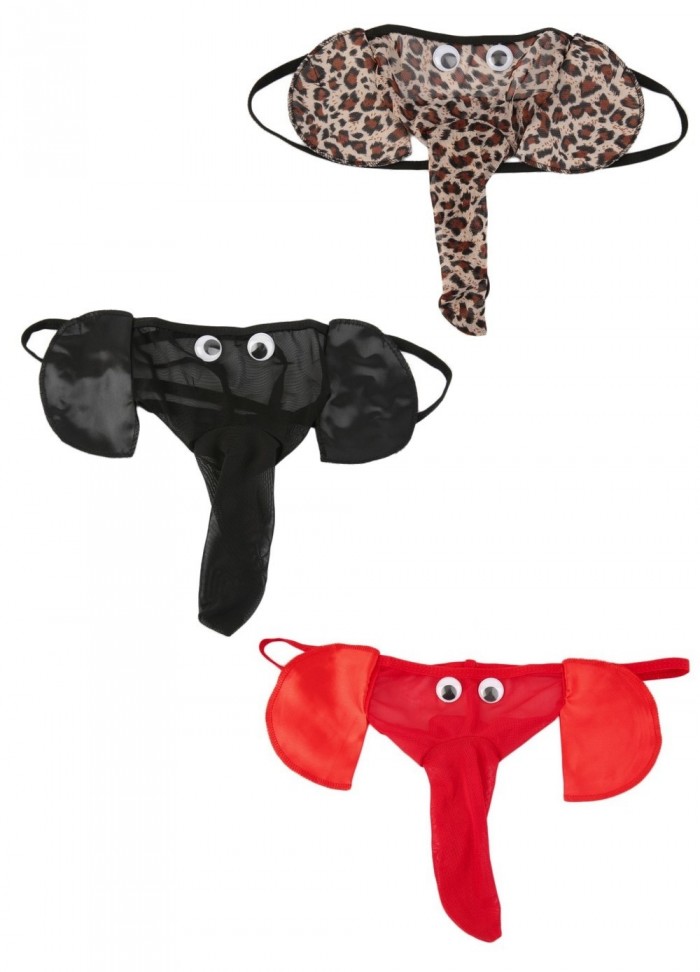 String rigolo homme Eléphant noir, leopard,rouge