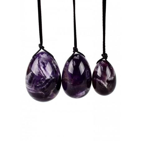 Oeuf de Yoni pierre Améthyste Violet 3 œufs de 3 tailles