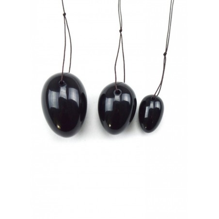 Oeuf de Yoni pierre Obsidienne Noir 3 œufs de 3 tailles