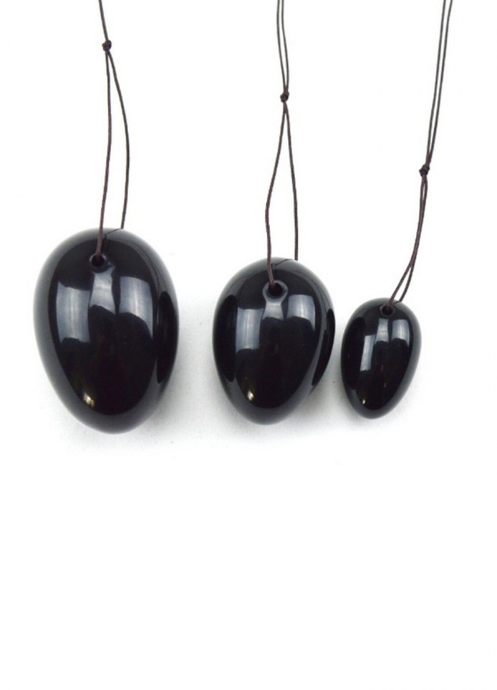 Oeuf de Yoni pierre Obsidienne Noir 3 œufs de 3 tailles