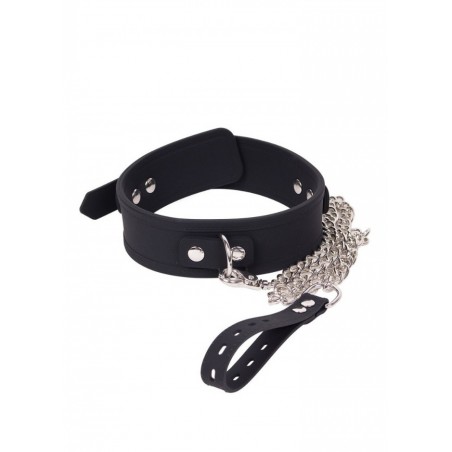 Org-Collier esclave avec laisse en silicone noir DeLuxe