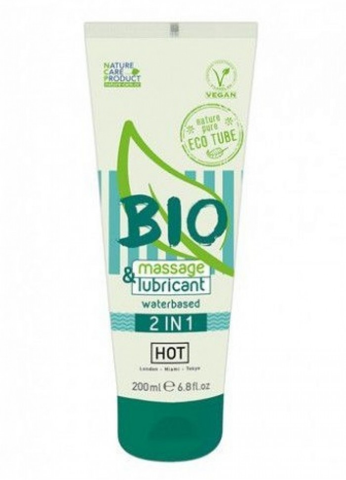 Hot Lubrifiant Eau & Gel massage Bio vegan 2en1 base 200ml