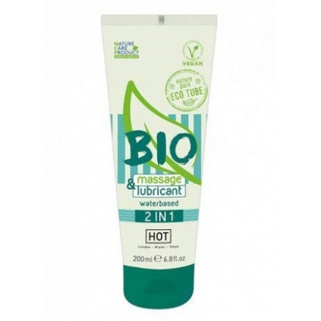 Hot Lubrifiant Eau & Gel massage Bio vegan 2en1 base 200ml