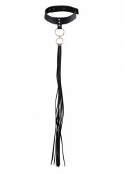 Collier ras de cou Maze Tassel Chocker  sexy avec lanieres style martinet en cuir noir