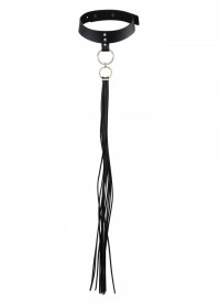 Collier ras de cou Maze Tassel Chocker  sexy avec lanieres style martinet en cuir noir