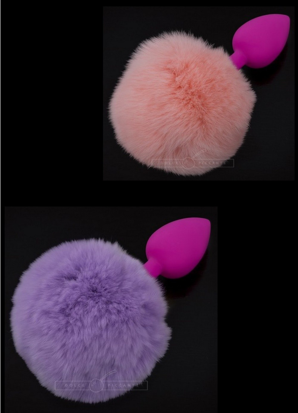 Plug anal silicone Jewellery Silicone Fluffy Tails Pompon rose violet
